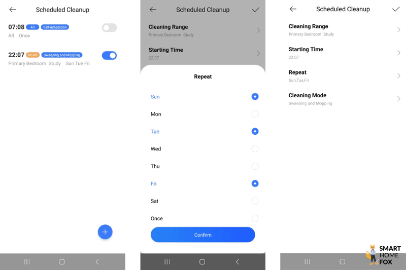 Еженедельный график уборки в приложении Dreame L10s Ultra.